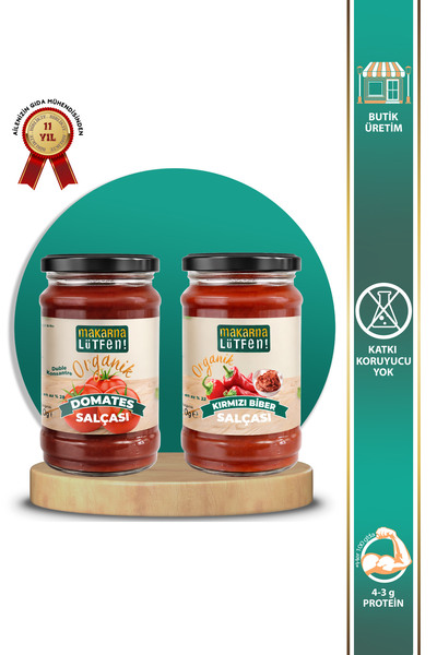 Makarna Lütfen Avantajlı Organik Domates ve Biber Salçası Seti (610 g)