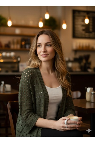 URUMDAY Knitwear Cardigan Perforated Buttonless Knitwear Cardigan Sizeless Ca...