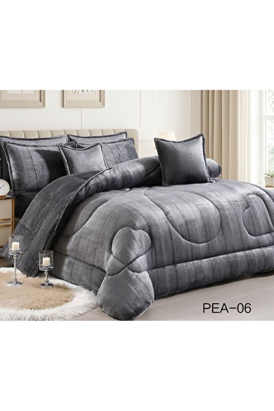 Roshen طقم مفرش 4 قطع نفر شتوي حشوة وسط مخمل ناعم مع فرو سادة ذو وجهين خامة م...