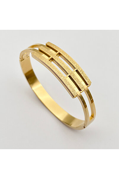 Siya Silver Kuyumcu Model Çelik Üç Sıralı Simli Kaburga Kelepçe Bileklik-17 Cm