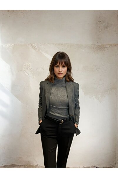 the blazer obsessed Women's Black and White Striped Gold Buttoned Blazer Jacket