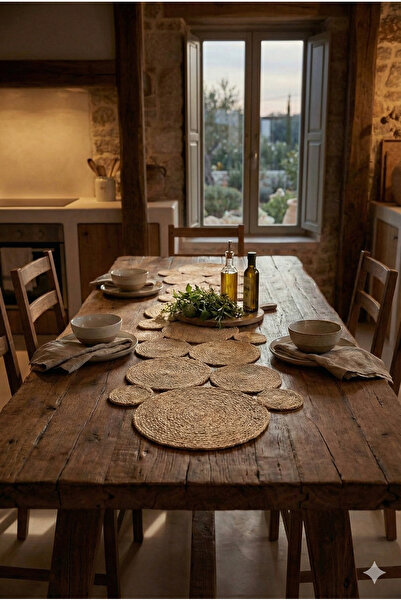 Homever Asimetry 150x45cm Față de masă din jută din răchită pentru sufragerie...