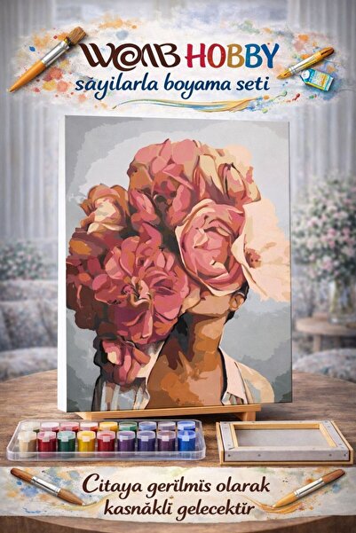 wombhobby Çiçeklenmek 2 Sayılarla Boyama Seti(60x75 Cm Tuval Şasesine Gerili)
