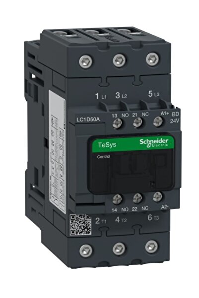 Schneider Electric Schneider LC1D50ABD TeSys D 50 A 22 kW 24V DC Contact 3 Ku...