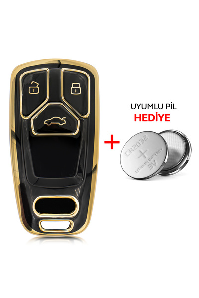 Rem Anahtar Oto Elektronik Anahtar A4 Q5 Q7 3 Button Smart Nano Key Case - Black
