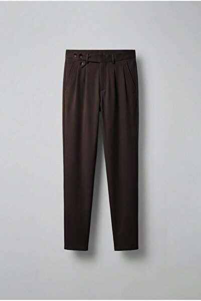 ablukaonline Erkek Pileli Kumaş Pantolon Kahve