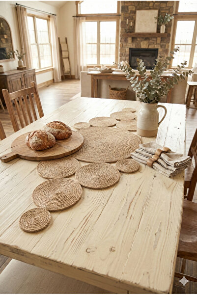 Homever Pointy 120x50cm Hasır Jüt Halat Salon Mutfak Masa Örtüsü / Runner / R...