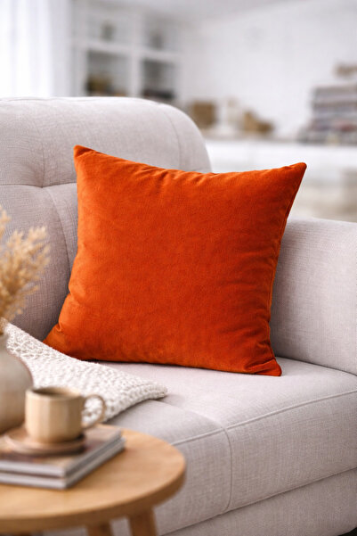 Evondi Decorative Throw Pillow Cover 45X45 cm – Cinnamon Orange – Washable Fa...
