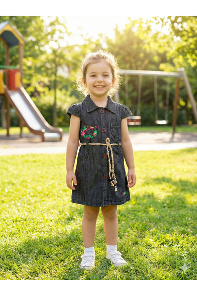 mj kids Girl's Black Denim Dress