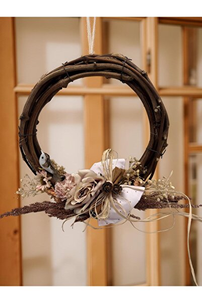 FLORİVYA Doğal Dal Çerçeveli El Yapımı Kapı Süsü – Zarif ve Şık Hediyelik