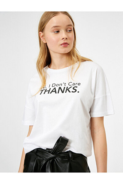 Koton Γυναικείο μπλουζάκι με στάμπα με λευκό γράμμα