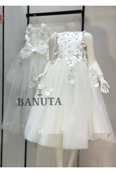 Banuta فستان الاميره فستان ابيض على ذيل من الخلف