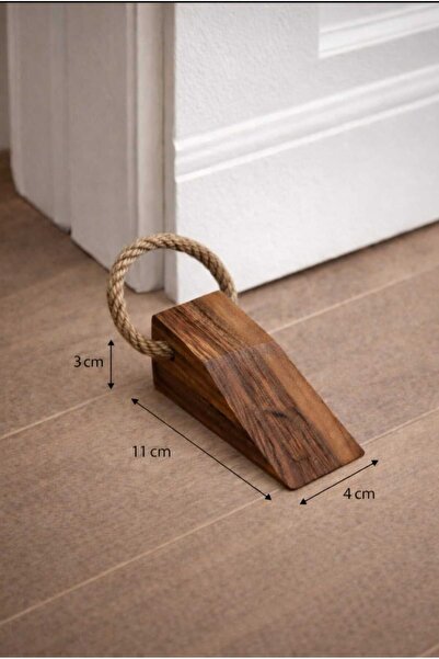 WoodBay 1 Piece Walnut Wood Door Stopper - Door Holder with Non-Slip Felt - Handmade Natural Wood with Rope