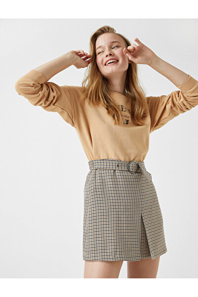 Koton Kostkovaná minisukně s páskem a detailem záhybu