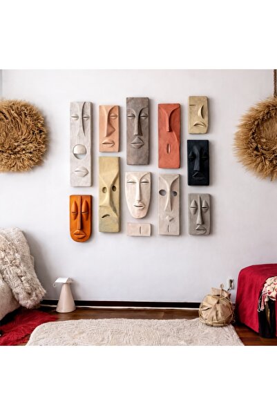 Heaven Earth Bohem Mask Duvar Heykelleri 100x100, Modern 3D Duvar Dekorasyonu