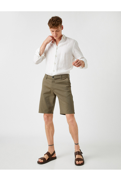 Koton Pánske zelené šortky Chino