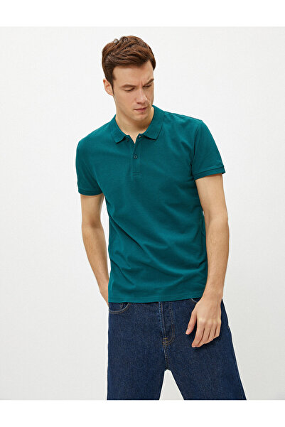 Koton Men's Dark Green Polo Neck T-Shirt 1YAM12133LK