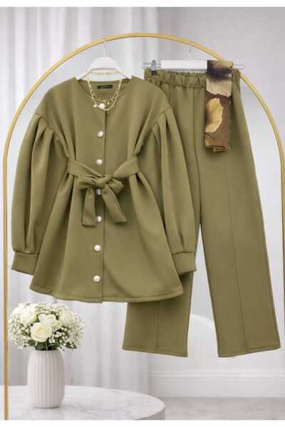 MODA VEDAT Women's Balloon Sleeve Tunic - Pants Scuba Suit -0561