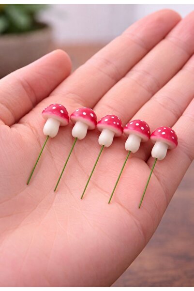 Yerli 5’li Mini Pembe Mantar – Teraryum & Sukulent Dekoru