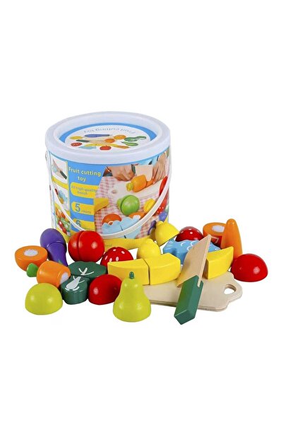 Mumoo bear ألعاب مطبخ خشبية لتقطيع الفواكه والخضراوات، ألعاب تمثيلية ملونة للأطفال، ألعاب ألغاز للأطفال