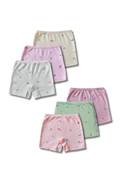 GizaKids %100 Pamuklu Kız Çocuk Boxer Külot İç Çamaşır 6lı Set