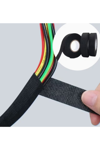 ECOVEL Velur-Enjeksiyonlu Sırt Sırta Cırt Bant – Uz:1 m x 14 mm Siyah Kablo D...