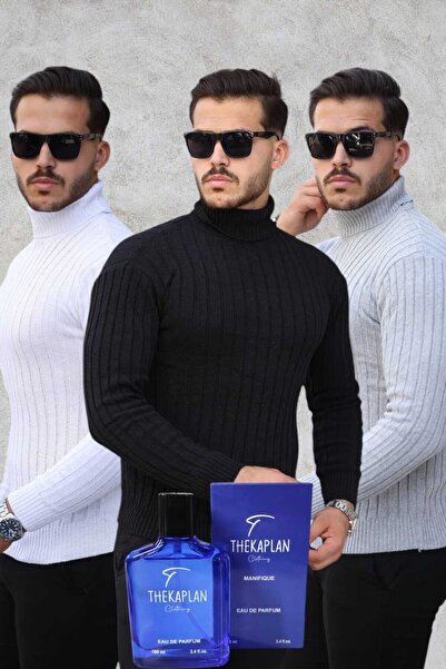 SR Tekstil Pachet de 3 tricotaje pentru bărbați, pulover+parfum