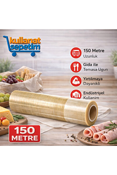 Kullanatsepetim 150 Metre*30cm Gıda Streç Film Yemekçiler,Çiğ Köfteciler ve Ş...