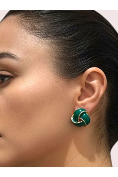 MODAMİRA AKSESUAR سارمال |   أقراط منحنية مطلية بالذهب ومزينة بالمينا على شكل...