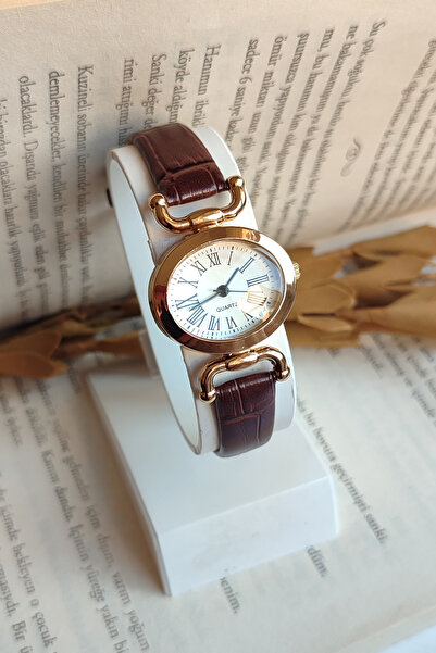 Ricardo Yeni Model Şık Kadın Kol Saati Koyu Kahve Kroko Desenli Kordon bb0057