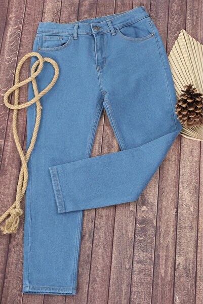 Pars Erkek Çocuk Slim Fit Dar Kesim Düz Paça Cepli Mavi Jean Pantolon