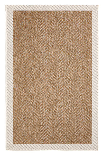 ECOSER Yıkanabilir Kaymaz Tabanlı Jut Eco Kahverengi Beyaz Sisal Halı Salon H...
