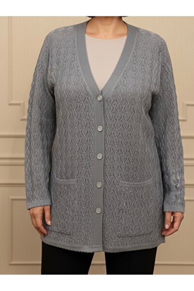 TEK سترة صوفية بجيب الأم مرسيريزد موسمية / رمادي