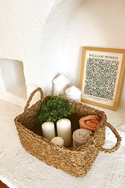 KaiHome سلة تنظيم مستطيلة بمقابض من الخوص مقاس 36x27x16 - متعددة الأغراض