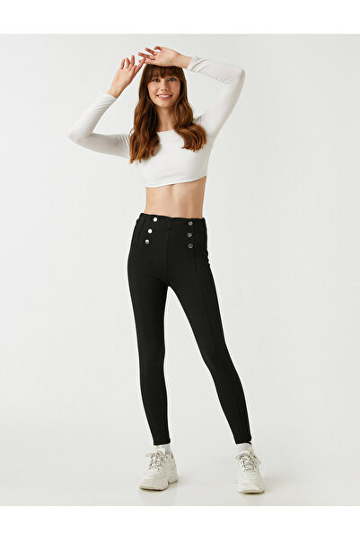 Koton طماق عالية الخصر زر مفصلة