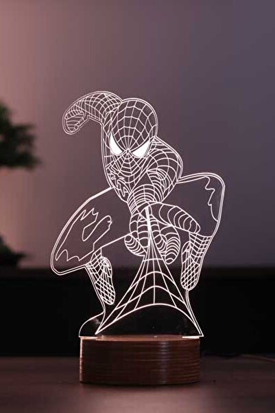 BY-LAMP Spiderman Figürlü Dekoratif Hediye Led Masa Lambası | 7 Işık Rengi | ...