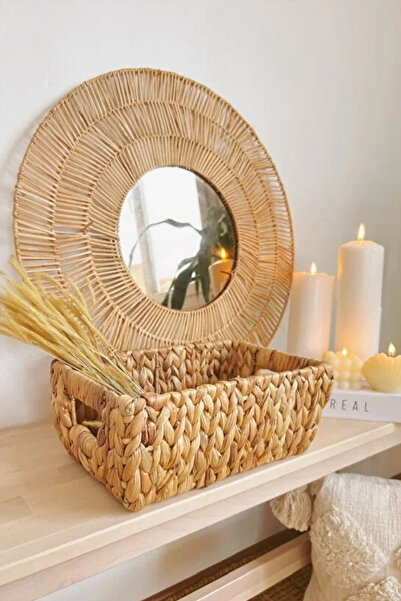 KaiHome سلة/منظم مستطيل صغير الحجم من الخوص المتين