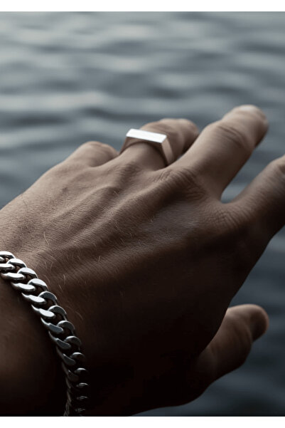 Ricco Jewellery 925 Ayar Gümüş Old Money Ayarlanabilir Dikdörtgen El İşi Yüzük