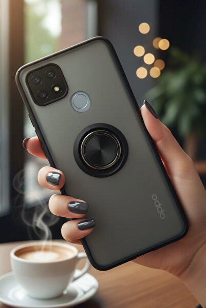 Hatreds Oppo A15 İçin Kamera Korumalı Yüzüklü Kılıf - Leke Tutmaz Mat ve Daya...