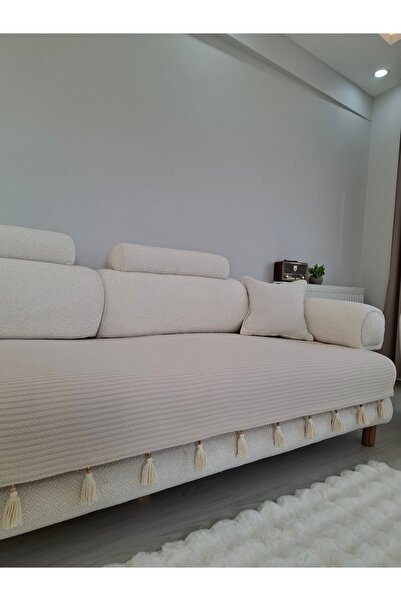 ARVA Home Koltuk Örtüsü Püsküllü Çekyat Örtüsü 200 X 95