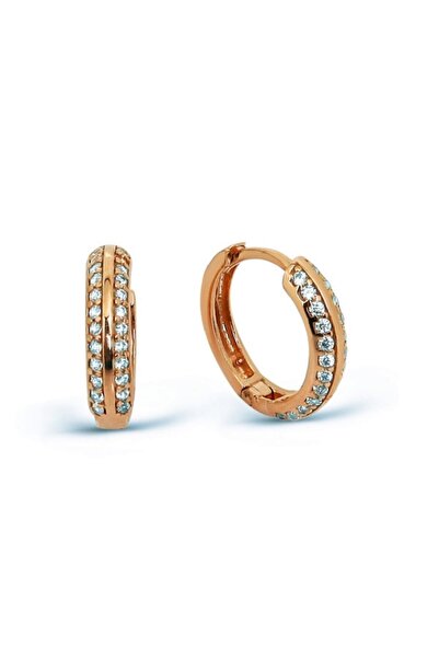 Argentum Concept 925 Ayar Gümüş Zirkon Taşlı Rose Halka Küpe - K022701