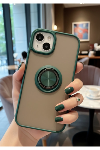 Hatreds iPhone 13 İçin Kamera Korumalı Yüzüklü Kılıf - Leke Tutmaz Mat ve Day...