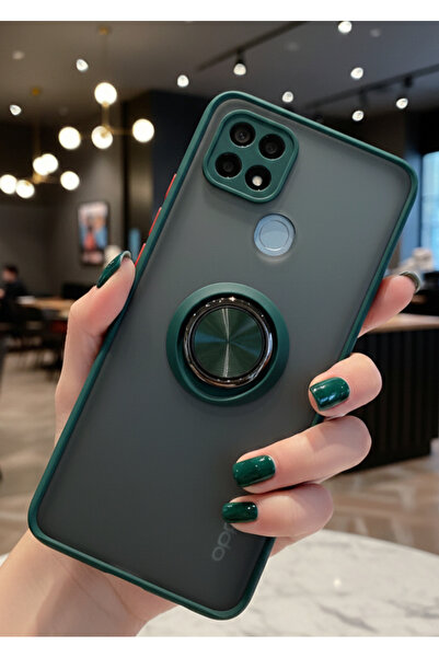 Hatreds Oppo A15 İçin Kamera Korumalı Yüzüklü Kılıf - Leke Tutmaz Mat ve Daya...