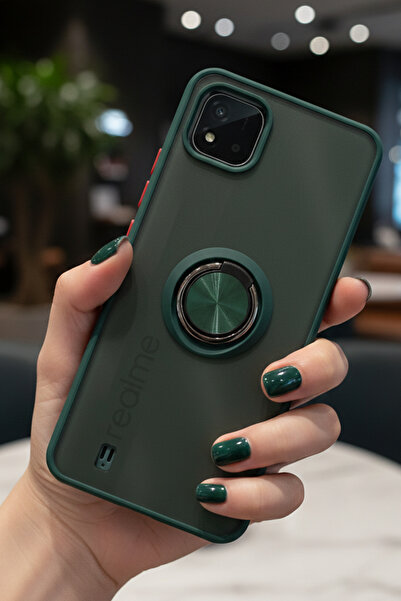 Hatreds Realme C11 2021 İçin Kamera Korumalı Yüzüklü Kılıf - Leke Tutmaz Mat ...