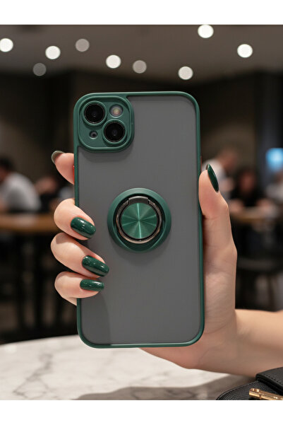 Hatreds iPhone 14 İçin Kamera Korumalı Yüzüklü Kılıf - Leke Tutmaz Mat ve Day...