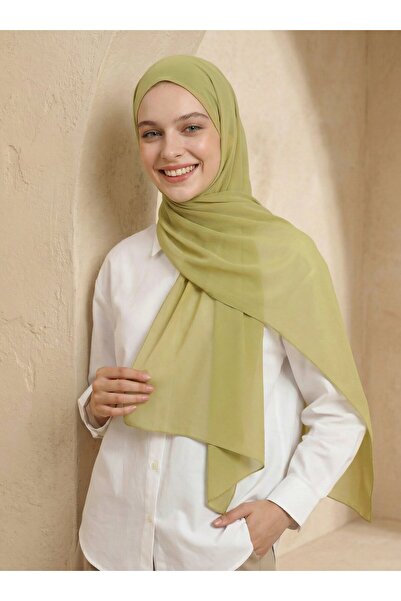 Tuva شال شيفون - أخضر زيتي - شيش - توفا
