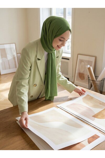 TUVA شال شيفون - أخضر غابي - شال