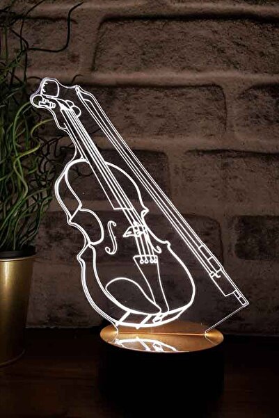 BY-LAMP Keman Figürlü Dekoratif Hediye Led Masa Lambası | 7 Işık Rengi | Ahşa...