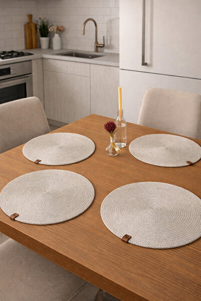 Naspar Light Mink Color Plate Set / 4 Plates / Modern Placemat , Stylish Pres...