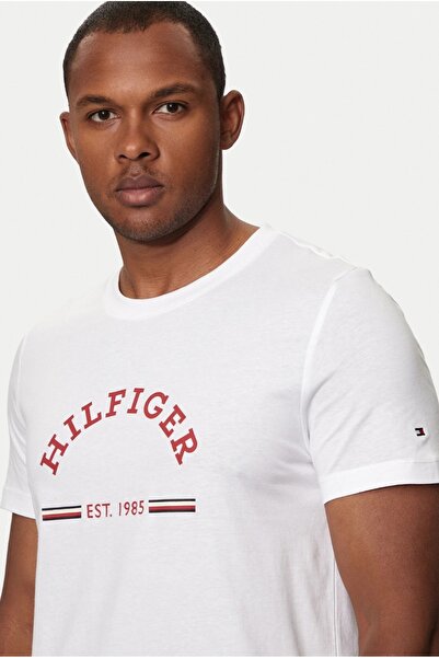 Tommy Hilfiger Erkek Dokuma Kumaş Kısa Kol Düz Model Beyaz T-Shirt MW0MW35466...